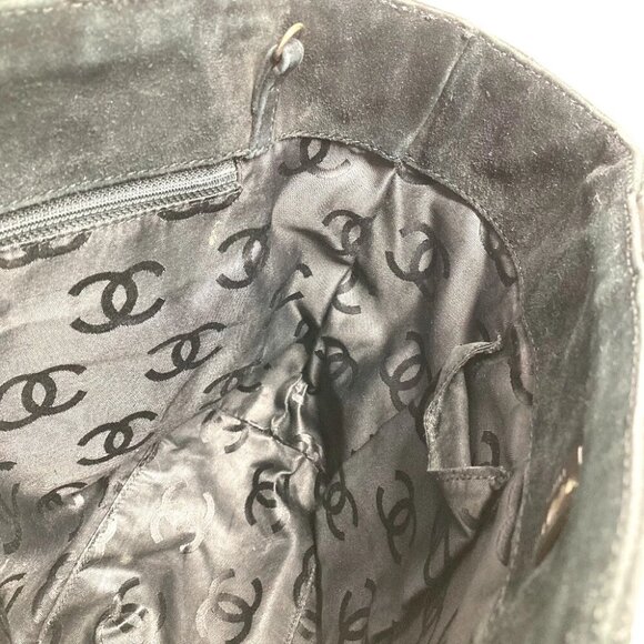 CHANEL Matelasse Quilted CC Mark turnlock Shoulder Bag 2WAY Tote Bag suede Black - Picture 3 of 16